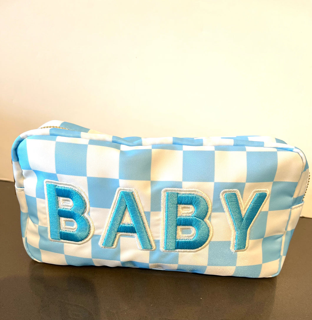 Blue Checkered Baby Pouch