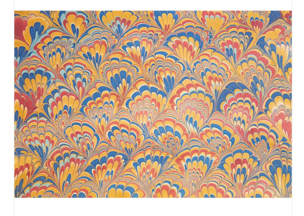 Red & Blue Marbled Paper Collection Peacock Placemats