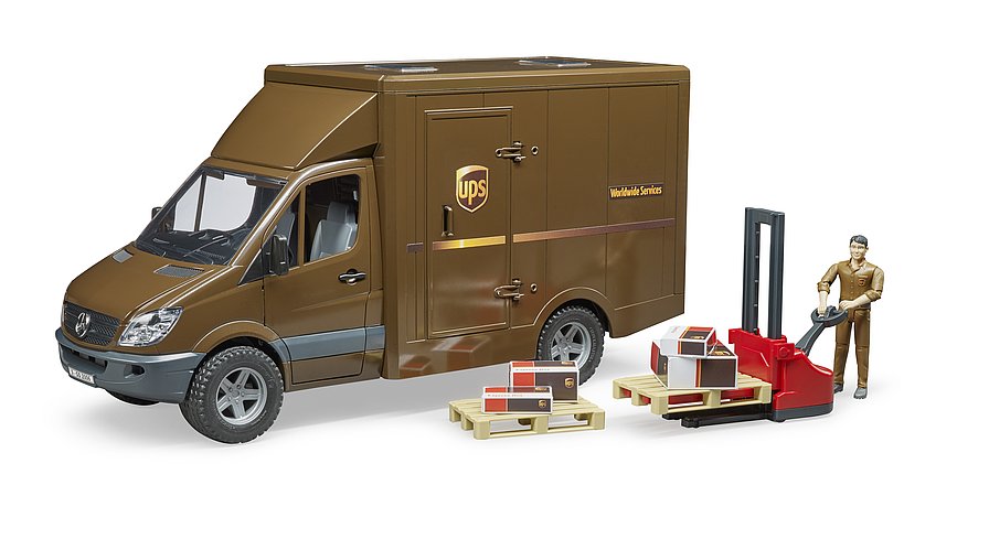 UPS Truck With Driver And Accessories